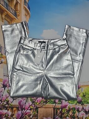7 For All Mankind Silver High Waisted Pants Size Small New